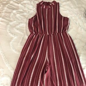 Adorable burgundy and white jumpsuit!